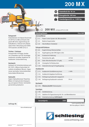 Déchiqueteuses de bois Schliesing 200 MX