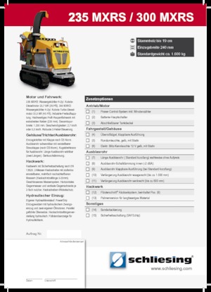 Déchiqueteuses de bois Schliesing 300 MXRS Raupe