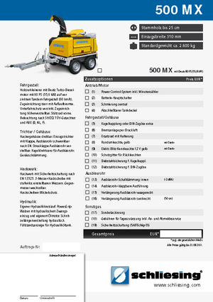 Déchiqueteuses de bois Schliesing 500 MX