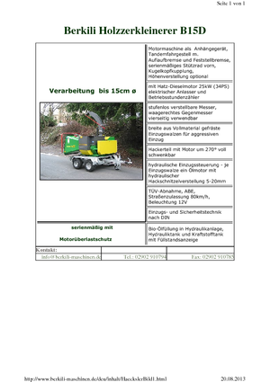 Déchiqueteuses de bois Berkili B 15 D-L-SM