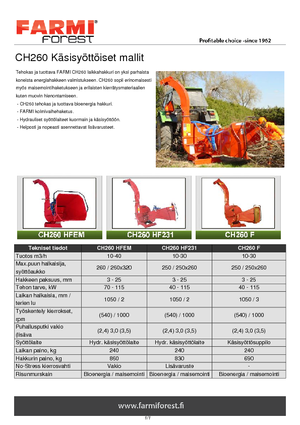 Déchiqueteuses de bois Farmi CH 260 HFC