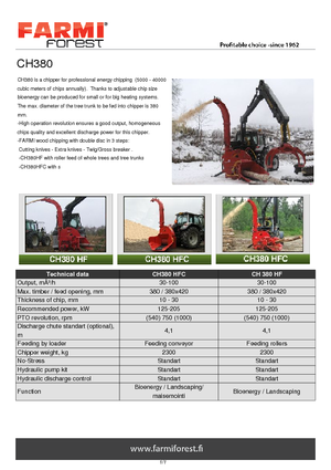 Déchiqueteuses de bois Farmi CH 380 HFC
