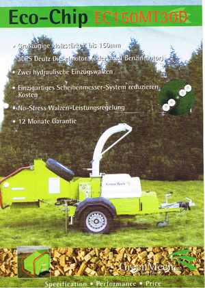 Déchiqueteuses de bois Green Mech ECM 150 MT 30 D
