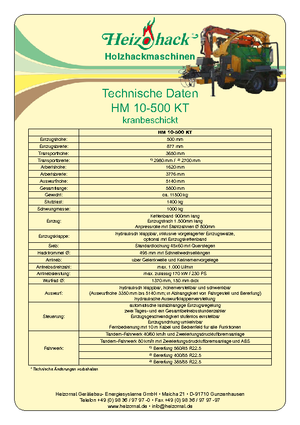 Déchiqueteuses de bois Heizohack HM 10-500 KT
