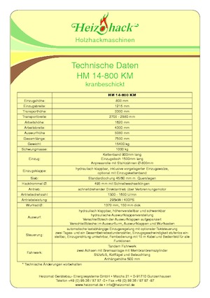 Déchiqueteuses de bois Heizohack HM 14-800 KM