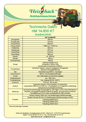 Déchiqueteuses de bois Heizohack HM 14-800 KT 