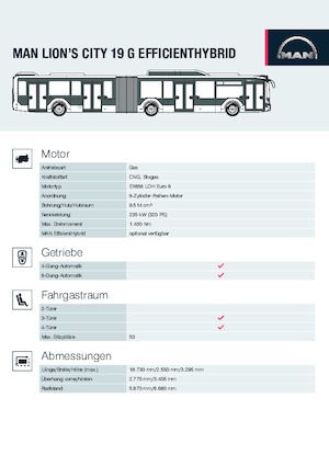 Bus urbain MAN Lion’s City 19 G