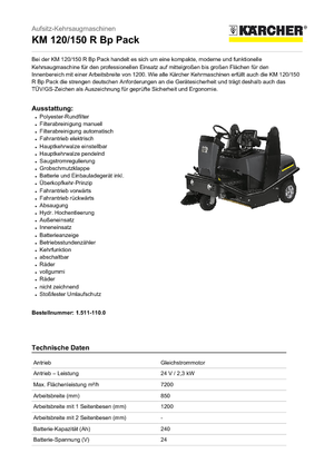 Balayeuses compactes Kärcher KM 120/150 R Bp Pack