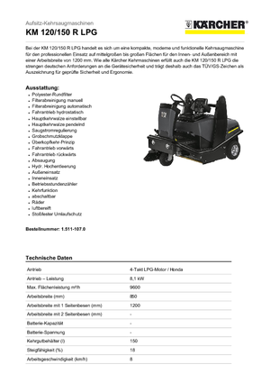 Balayeuses compactes Kärcher KM 120/150 R Lpg