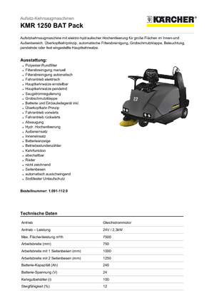 Balayeuses compactes Kärcher KMR 1250 BAT Pack