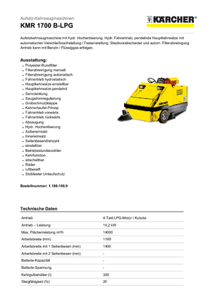 Balayeuses compactes Kärcher KMR 1700 B-LPG