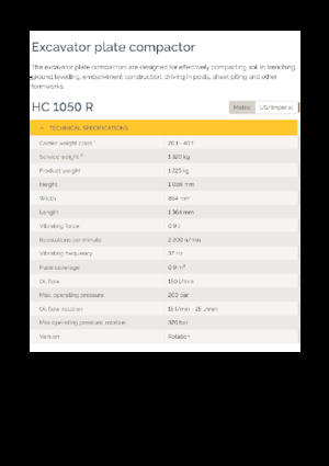 Plaques vibrantes montables Epiroc HC 1050 R 