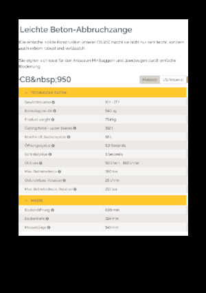 Pinces brise béton Epiroc CB 950