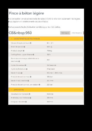 Pinces brise béton Epiroc CB 950