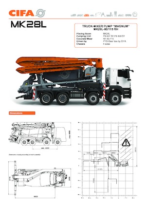 Pompes à béton pour camion CIFA MK28L