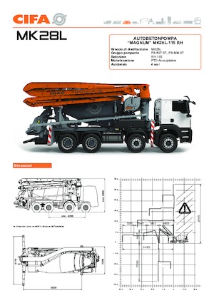 Pompes à béton pour camion CIFA MK28L