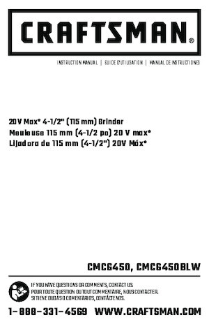 Meuleuses d'angle sans fil Craftsman CMCG450B