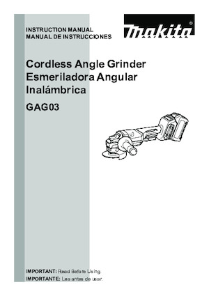 Meuleuses d'angle sans fil Makita GAG03M1