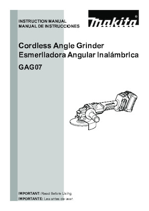 Meuleuses d'angle sans fil Makita GAG07Z