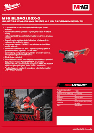 Meuleuses d'angle sans fil Milwaukee M18 BLSAG125X-0
