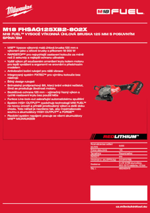 Meuleuses d'angle sans fil Milwaukee M18 FHSAG125XB2-802X