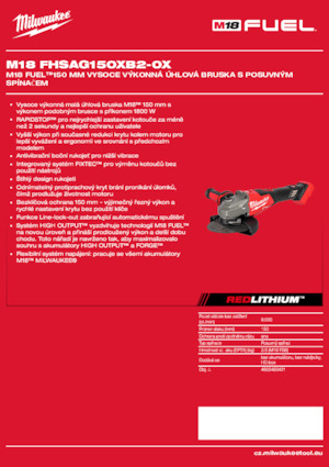 Meuleuses d'angle sans fil Milwaukee M18 FHSAG150XB2-0X