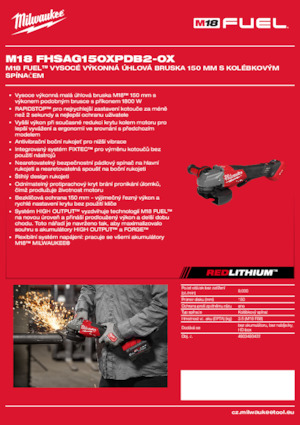Meuleuses d'angle sans fil Milwaukee M18 FHSAG150XPDB2-0X