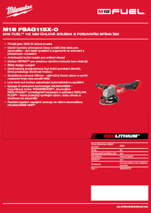 Meuleuses d'angle sans fil Milwaukee M18 FSAG115X-0