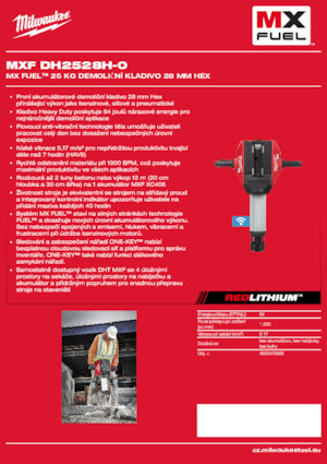 Marteaux de démolition sans fil Milwaukee MXF DH2528H-0