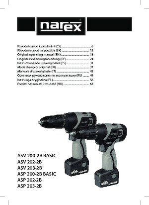 Perceuses et visseuses sans fil Narex ASV 200-2B