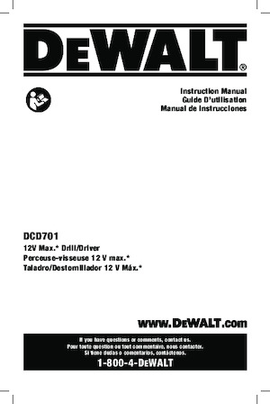 Perceuses et visseuses sans fil DEWALT DCD701B