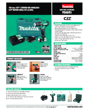 Perceuses et visseuses sans fil Makita FD09Z