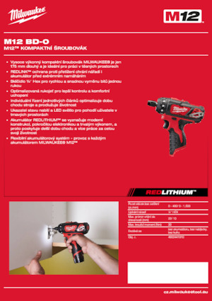 Perceuses et visseuses sans fil Milwaukee M12 BD-0