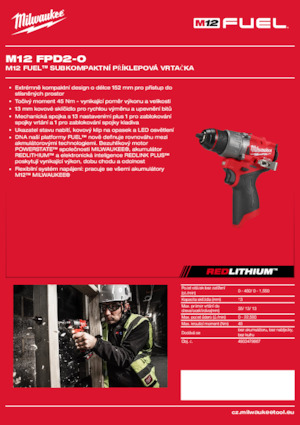 Perceuses et visseuses sans fil Milwaukee M12 FPD2-0