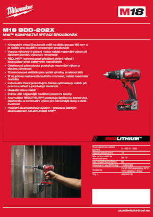 Perceuses et visseuses sans fil Milwaukee M18 BDD-202X