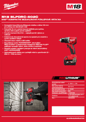 Perceuses et visseuses sans fil Milwaukee M18 BLPDRC-502C