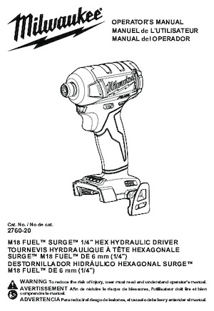 Clés et tournevis à chocs sans fil Milwaukee 2760-20