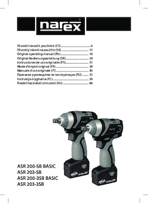 Clés et tournevis à chocs sans fil Narex ASR 203-SB