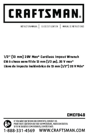 Clés et tournevis à chocs sans fil Craftsman CMCF940M1