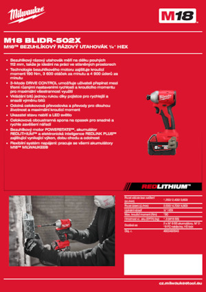 Clés et tournevis à chocs sans fil Milwaukee M18 BLIDR-502X