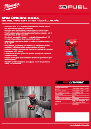 Clés et tournevis à chocs sans fil Milwaukee M18 ONEID3-502X