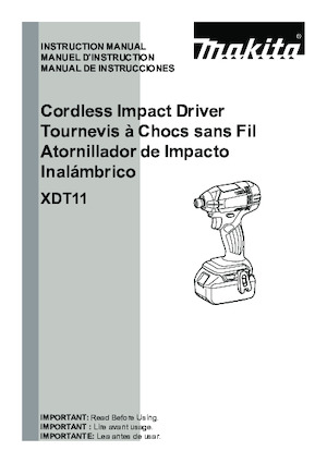 Clés et tournevis à chocs sans fil Makita XDT11Z