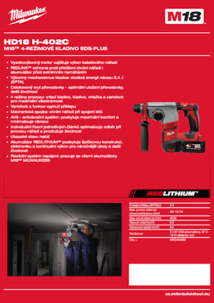 Marteaux rotatifs sans fil SDS Milwaukee HD18 H-402C