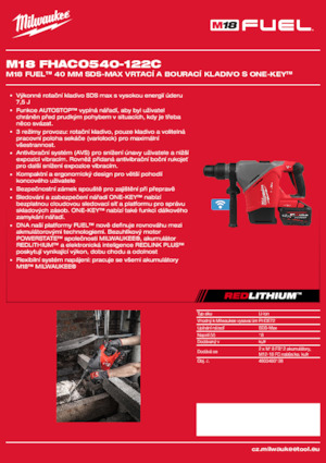Marteaux rotatifs sans fil SDS Milwaukee M18 FHACO540-122C
