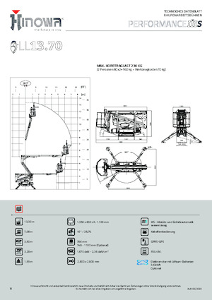 Nacelles à bras articulés sur chenilles Hinowa Lightlift 13.70 Performance IIIS