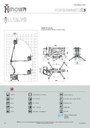Nacelles à bras articulés sur chenilles Hinowa Lightlift 15.70 Performance IIIS MK3