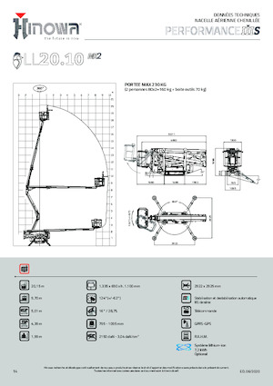 Nacelles à bras articulés sur chenilles Hinowa Lightlift 20.10 Performance IIIS MK3