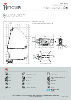 Nacelles à bras articulés sur chenilles Hinowa Lightlift 20.10 Performance IIIS MK3