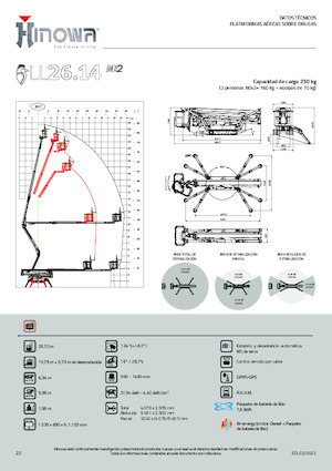 Nacelles à bras articulés sur chenilles Hinowa Lightlift 26.14 Performance IIIS MK3