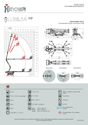 Nacelles à bras articulés sur chenilles Hinowa Lightlift 26.14 Performance IIIS MK3